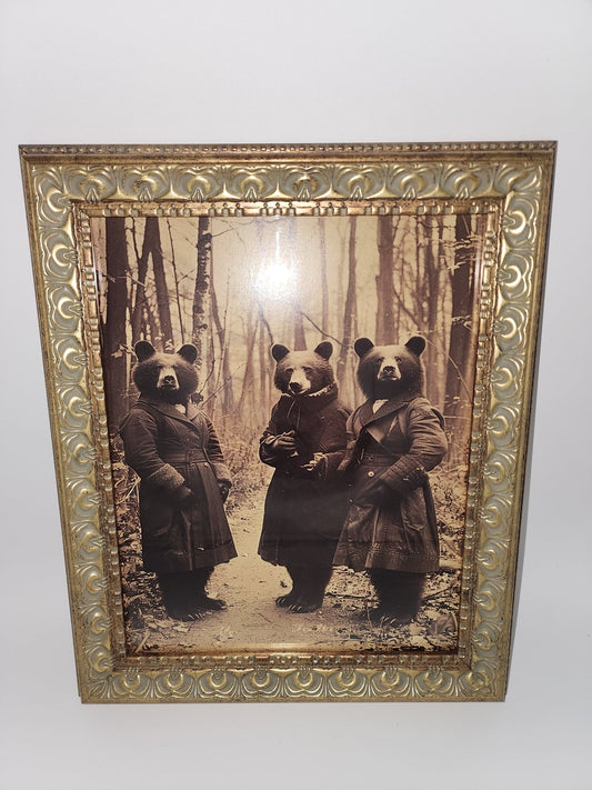 Creepy Vintage Cult Bear Costume Framed Print Wall Hanging - Gothic & Alternative Gift - Haunted
