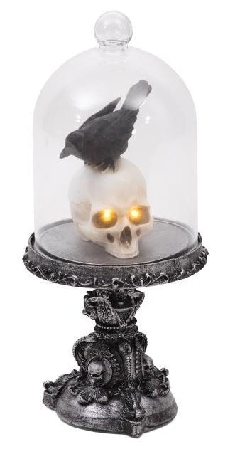 Crow Raven on Skull in cloche Home Decor - Gothic & Alternative Gift - Haunted