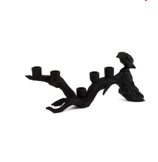 Crow Taper Candle Holder with Branch Statue Figurine Raven Home Decor - Gothic & Alternative Gift - Haunted