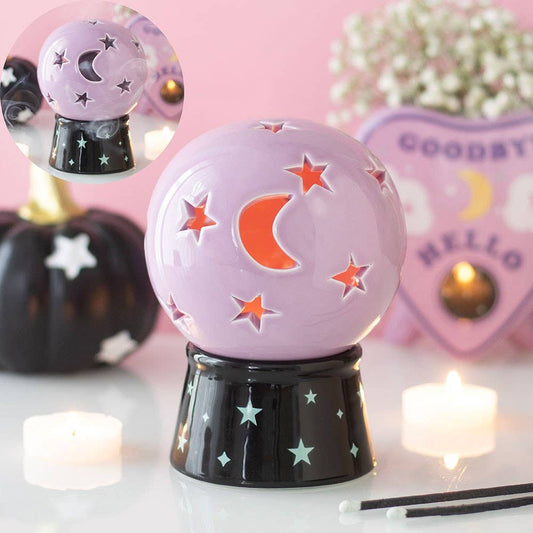 Crystal Ball Tealight Candle and Incense Cone Holder incense - Gothic & Alternative Gift - Haunted