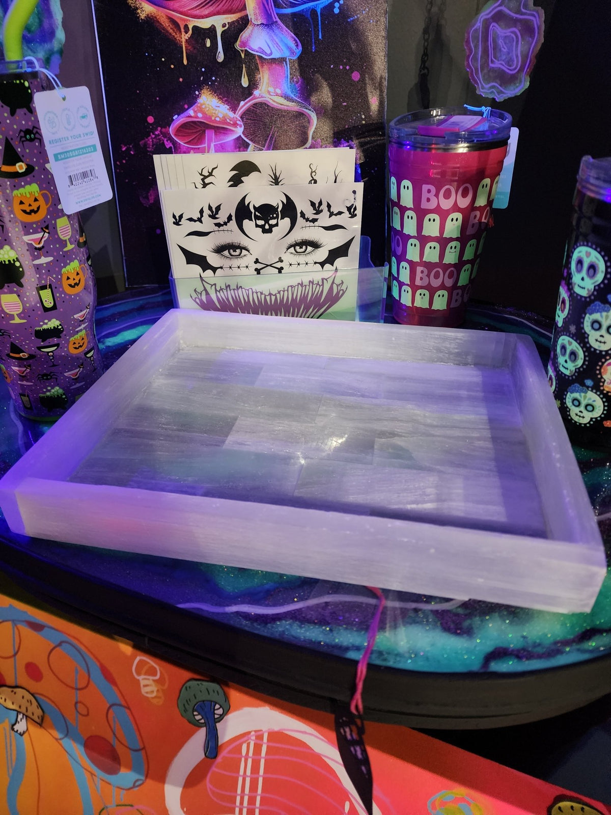 Crystal Selenite Tray for Cleansing and Clarity Crystals - Gothic & Alternative Gift - Haunted
