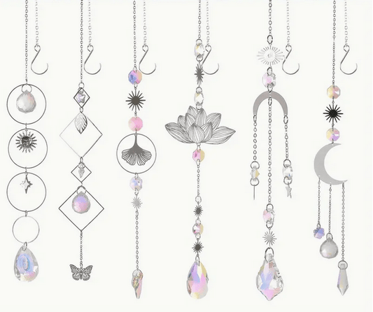 Crystal Sun Catcher-Moon Star Lotus, Leaf wall hanging - Gothic & Alternative Gift - Haunted