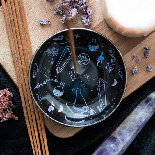 Crystal Witch Incense Stick Holder Burner Plate Dish Incense - Gothic & Alternative Gift - Haunted