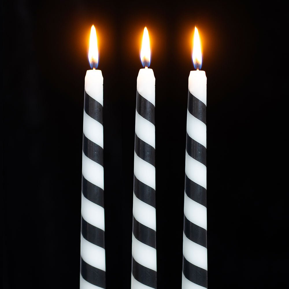 Cursed Black Candy Cane Taper Candles Creepmas Whimsigoth Candles - Gothic & Alternative Gift - Haunted