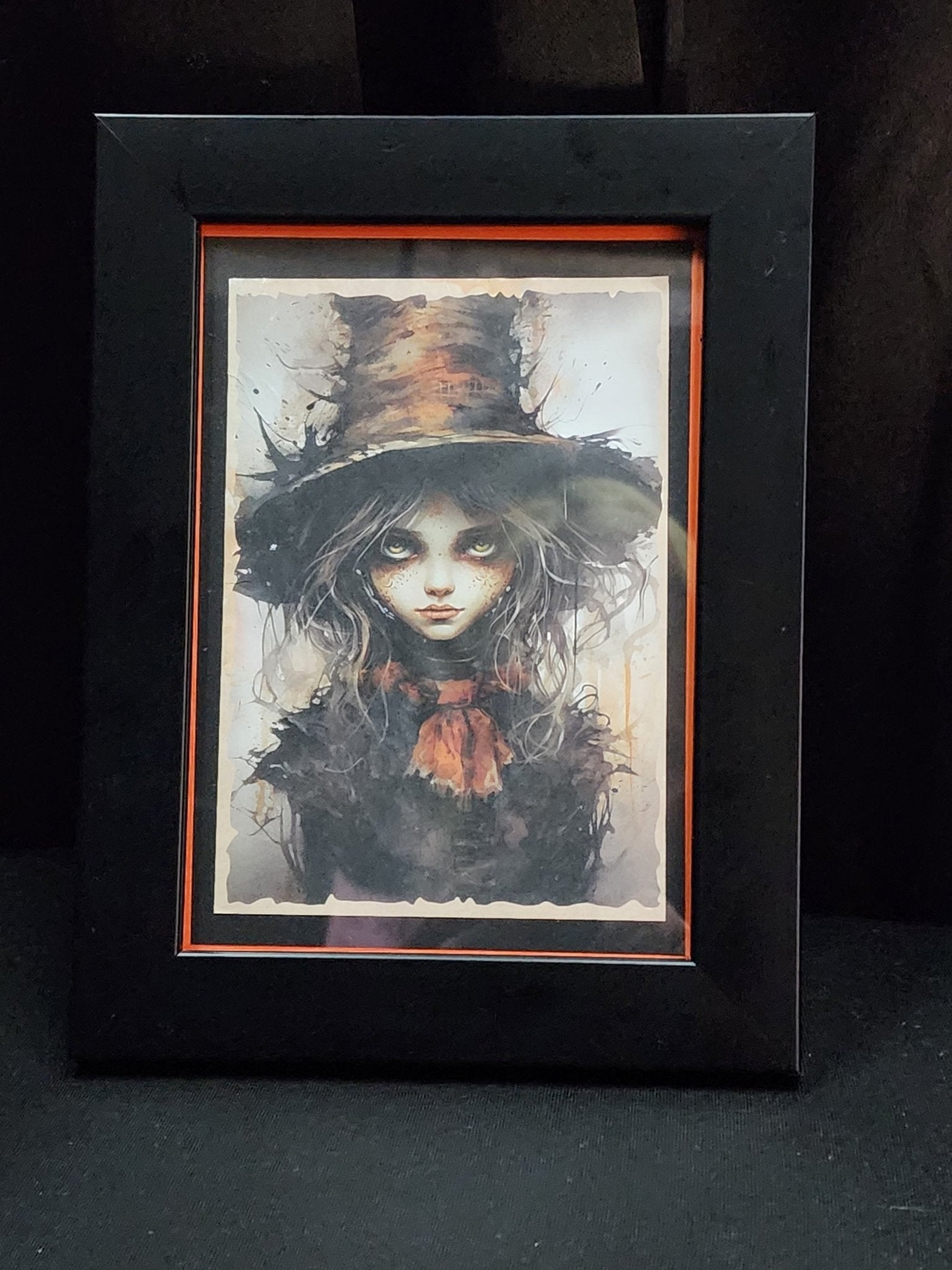Cursed Creepy Girl Framed Print Halloween, Goth, Whimsigoth Wall Hanging - Gothic & Alternative Gift - Haunted