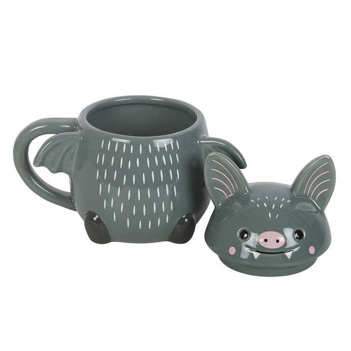 Cute Bat Halloween Lidded Mug Drinkware - Gothic & Alternative Gift - Haunted