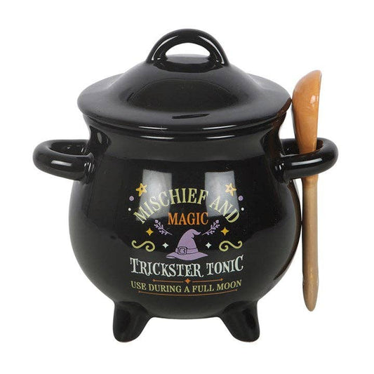 Mischief and Magic Halloween Cauldron Soup Bowl with Spoon