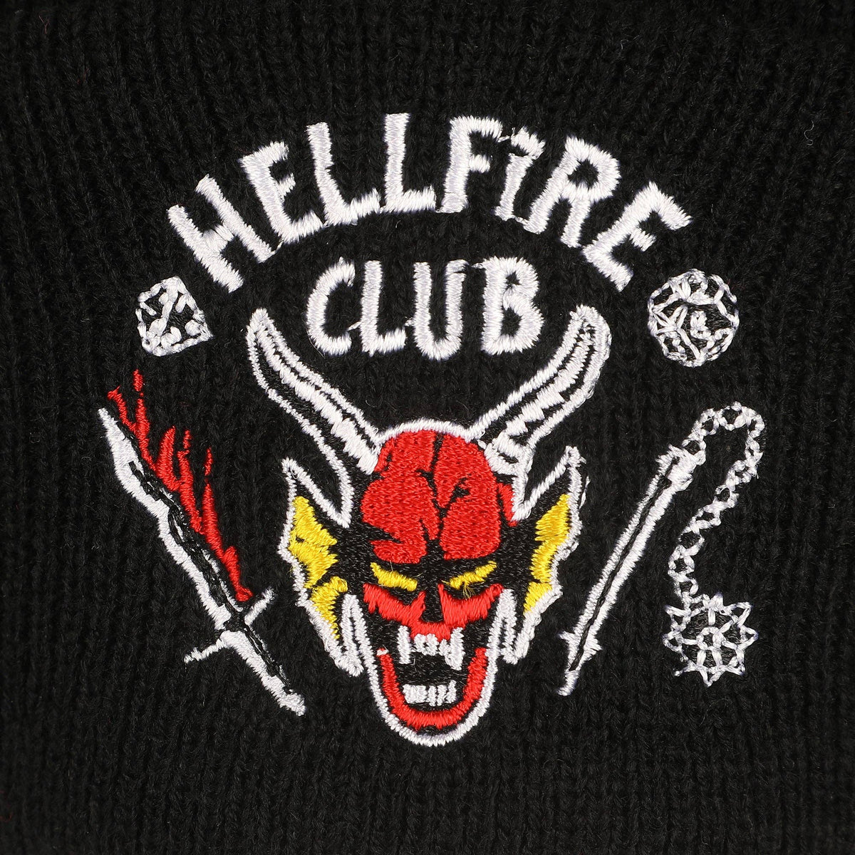 Stranger Things Hellfire Club Black Embroidered Knit Beanie