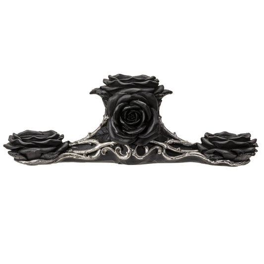 Gothic Black Rose Triple Votive Holder Valloween Valentines