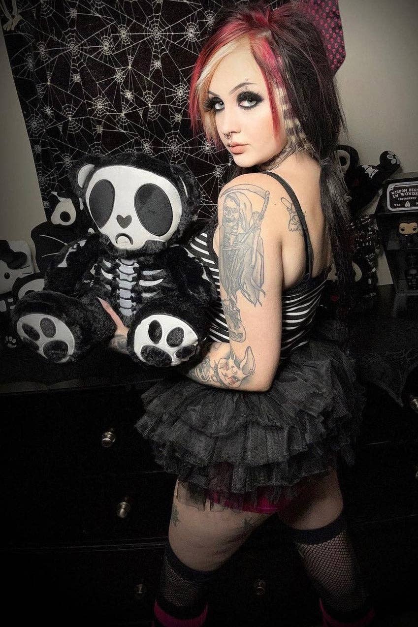 Grumpy Bones Bear Plush Toy Holiday Creepmas Gothmas Christmas Spooky Gift