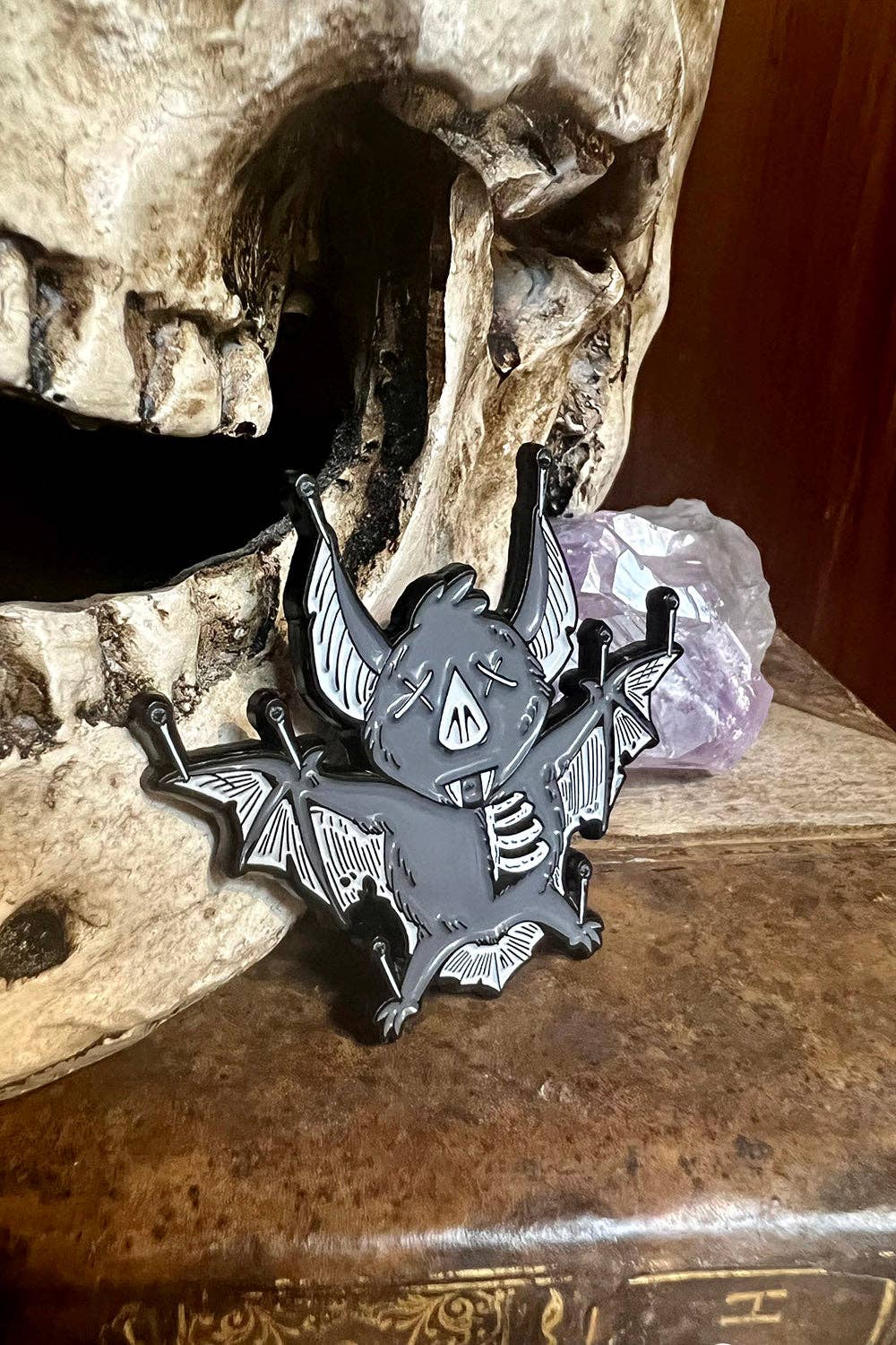 Taxidermy Bat Enamel Pin Goth Vampire