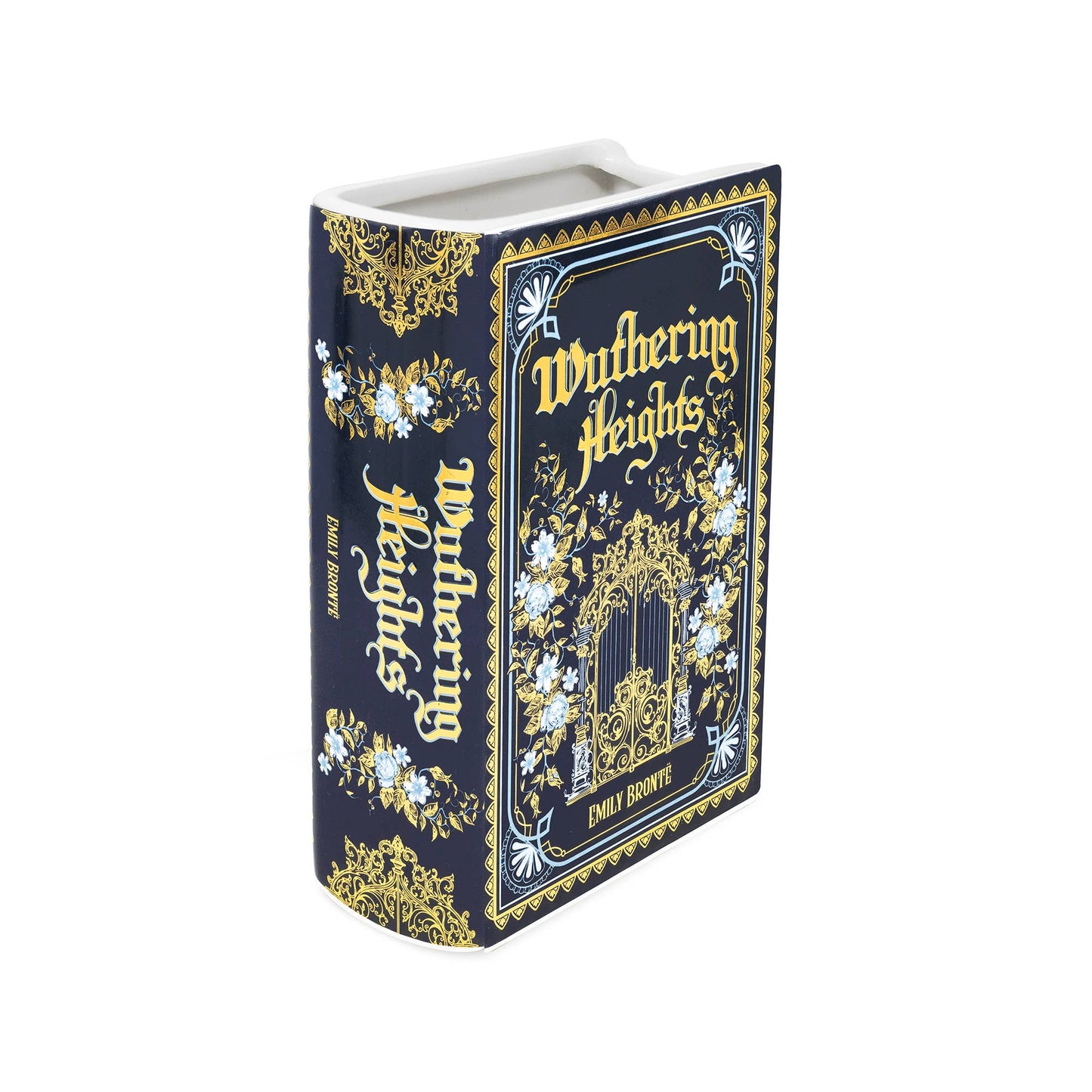 Large Book Shaped Vase, Wuthering Heights with Shiny Gold Accents