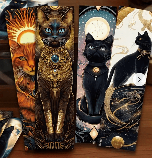 Dark Fantasy Cat Bookmark Books - Gothic & Alternative Gift - Haunted