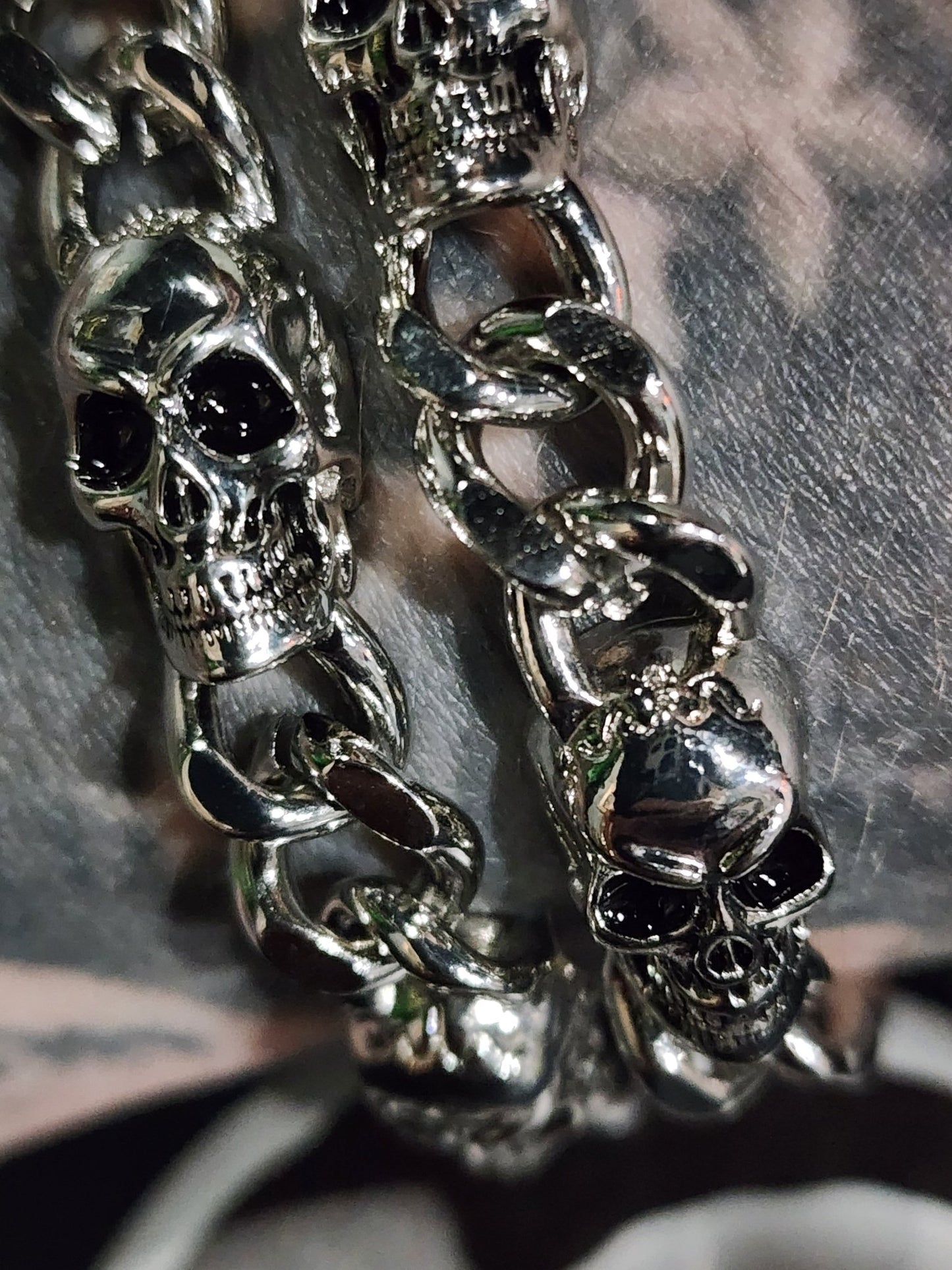 Dark Gothic Skull Heavy Chain Bracelet Jewelry - Gothic & Alternative Gift - Haunted