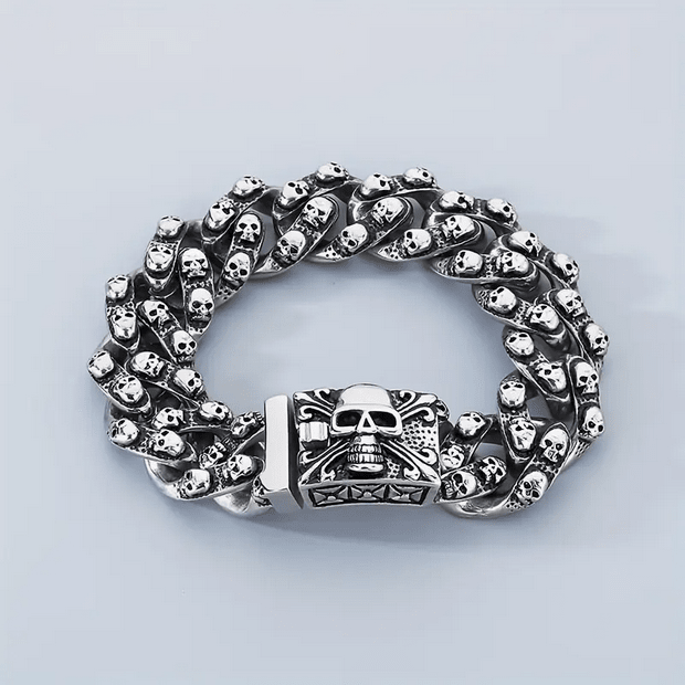 Dark Gothic Skull Heavy Stainless Steel Bracelet Jewelry - Gothic & Alternative Gift - Haunted