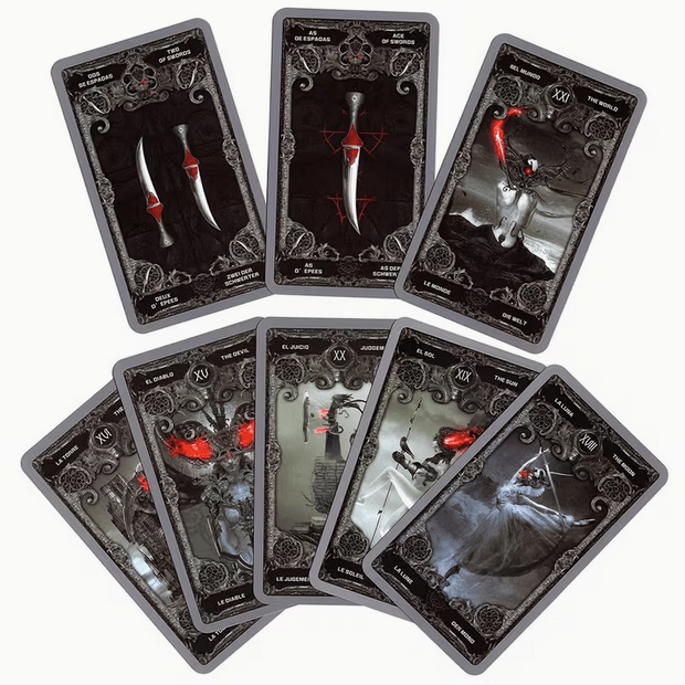 Dark Tarot Card Deck Deluxe Goth Vampire Large Witch Supplies - Gothic & Alternative Gift - Haunted