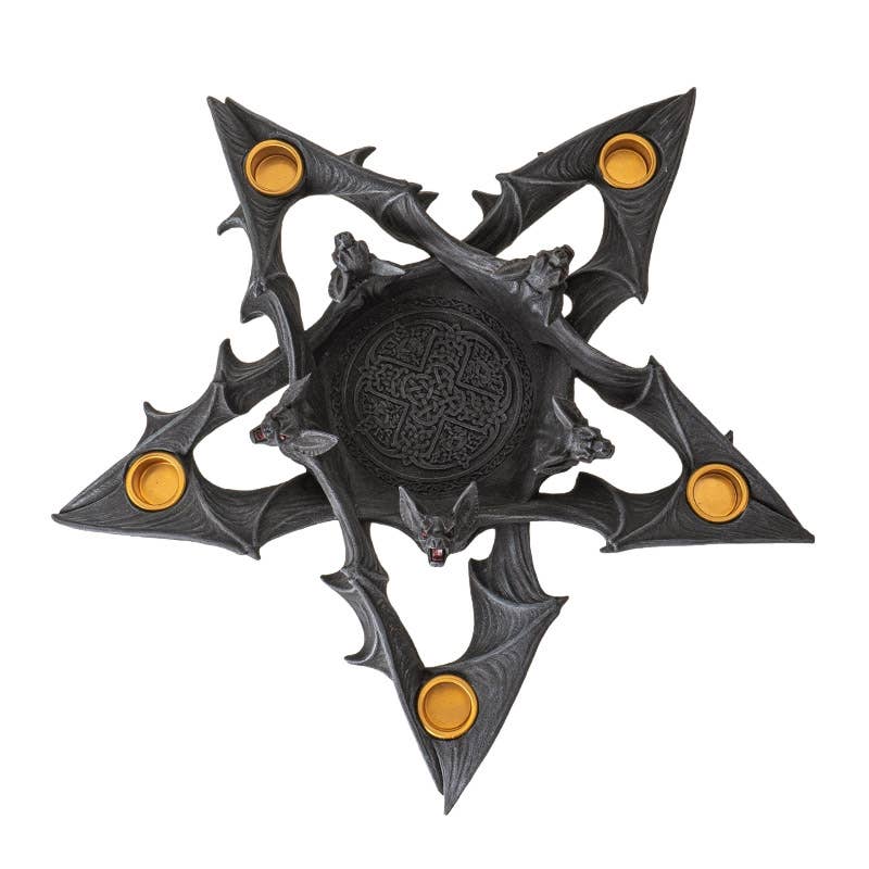 Nosferatu Pentagram Shaped Vampire Bat Candleholder Large