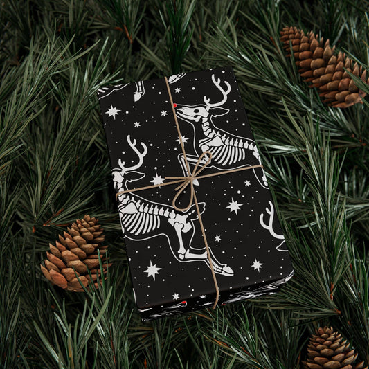 Dead Nose Skeleton Reindeer Gift Wrapping Paper Roll Wrapping Paper - Gothic & Alternative Gift - Haunted