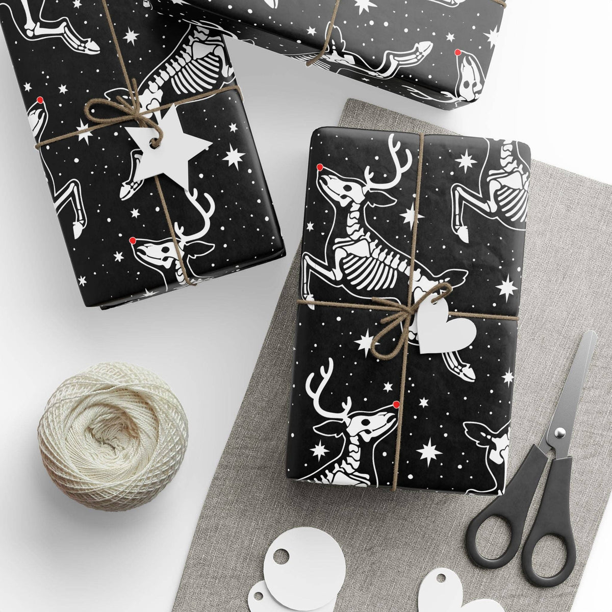 Dead Nose Skeleton Reindeer Gift Wrapping Paper Roll Wrapping Paper - Gothic & Alternative Gift - Haunted