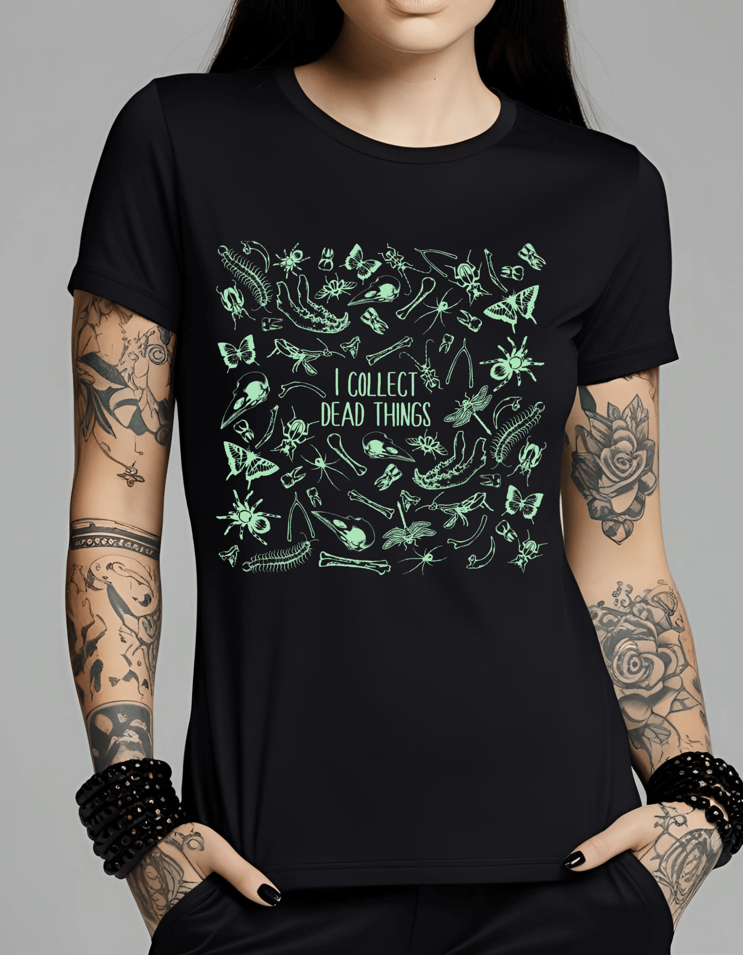 Dead Things Bug Lover Glow in the Dark Graphic Unisex T-Shirt Cotton Clothing - Gothic & Alternative Gift - Haunted