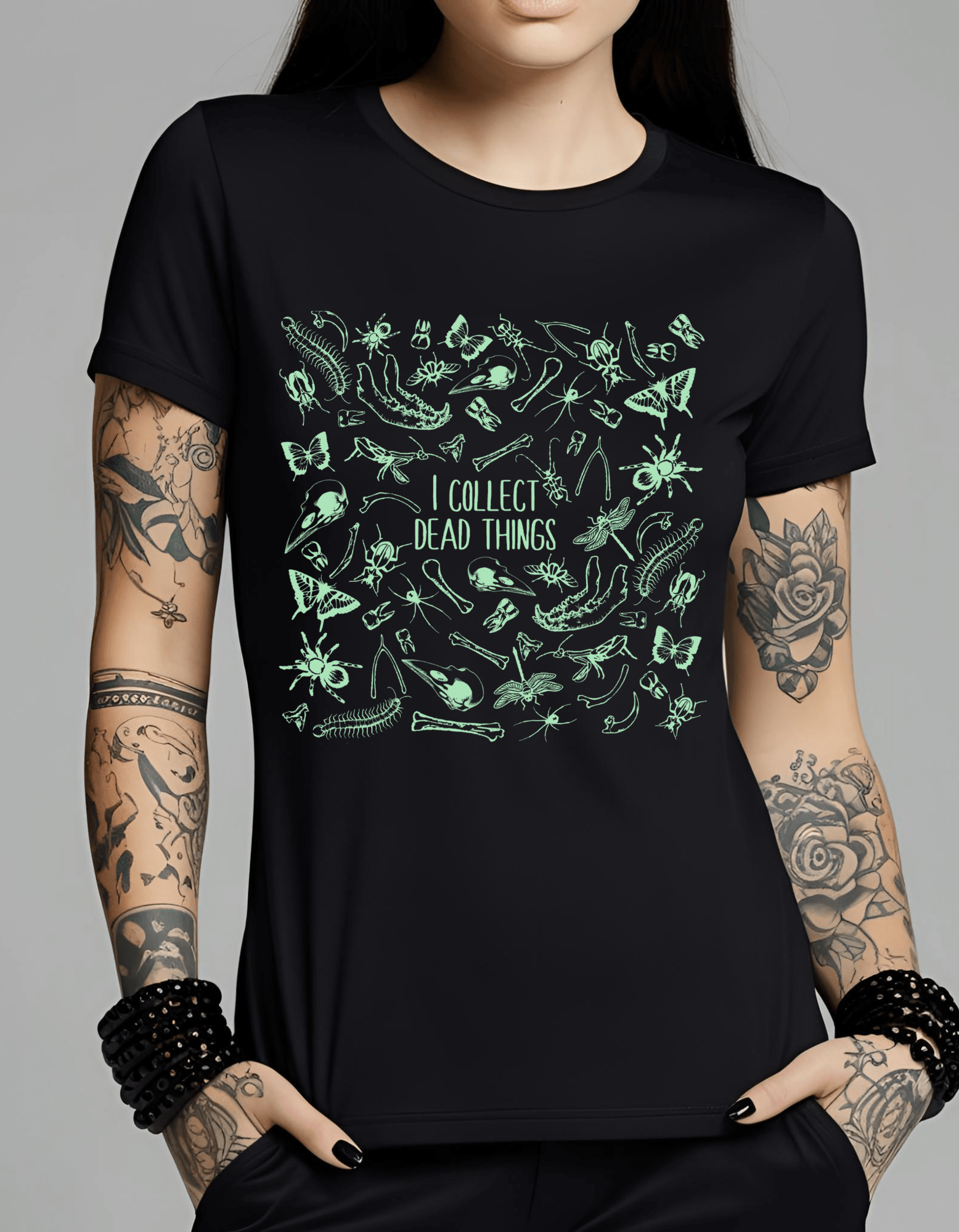 Dead Things Bug Lover Glow in the Dark Graphic Unisex T-Shirt Cotton Clothing - Gothic & Alternative Gift - Haunted