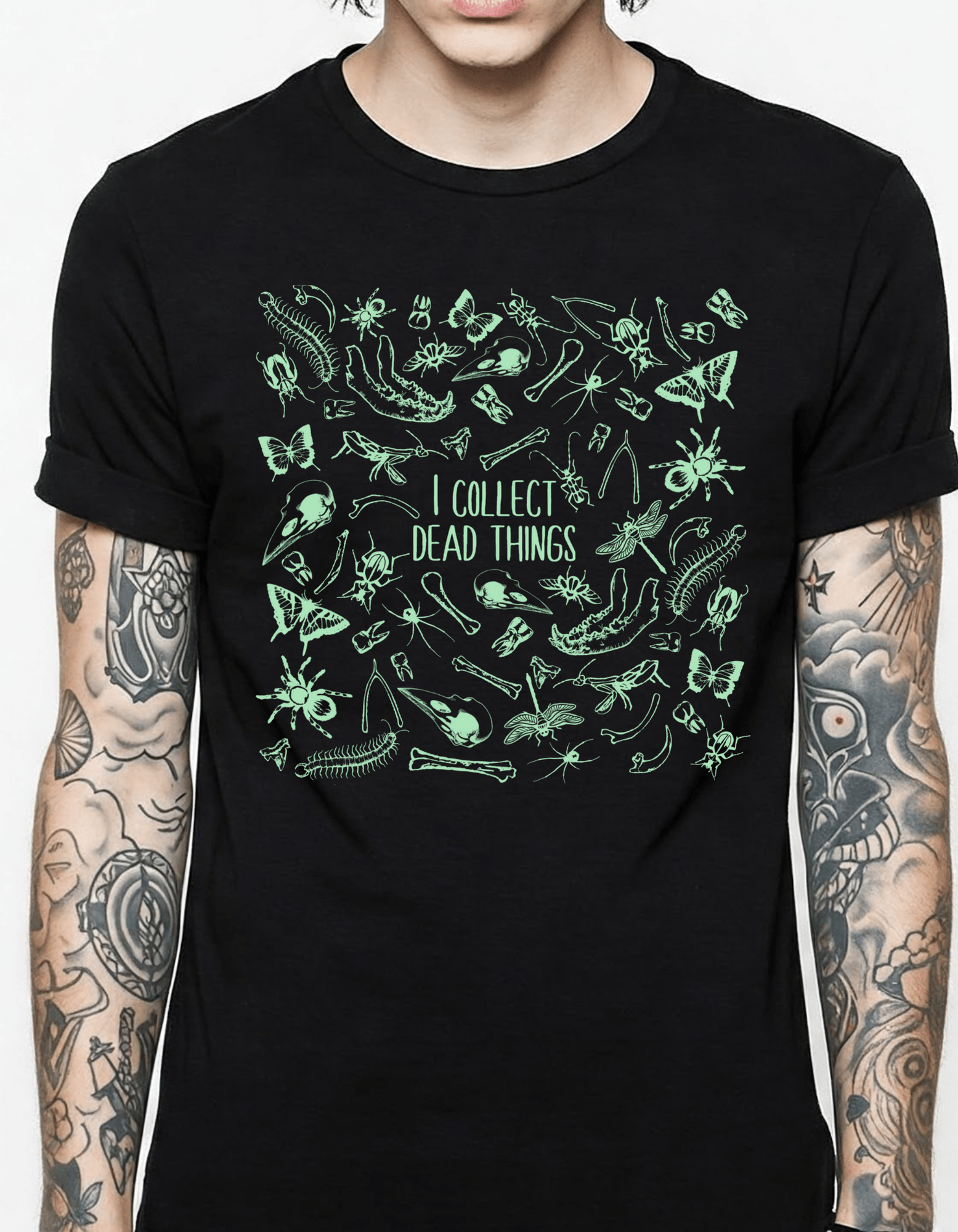Dead Things Bug Lover Glow in the Dark Graphic Unisex T-Shirt Cotton Clothing - Gothic & Alternative Gift - Haunted