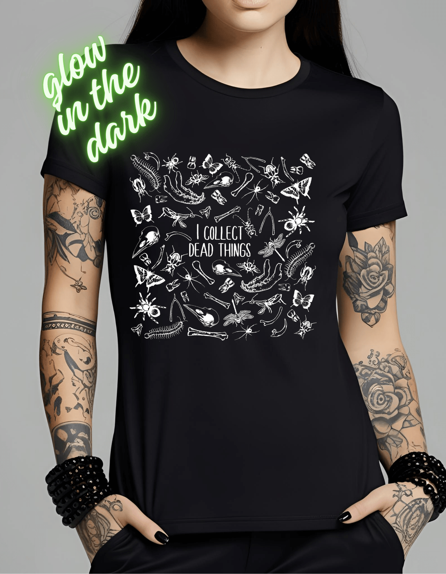 Dead Things Bug Lover Glow in the Dark Graphic Unisex T-Shirt Cotton Clothing - Gothic & Alternative Gift - Haunted