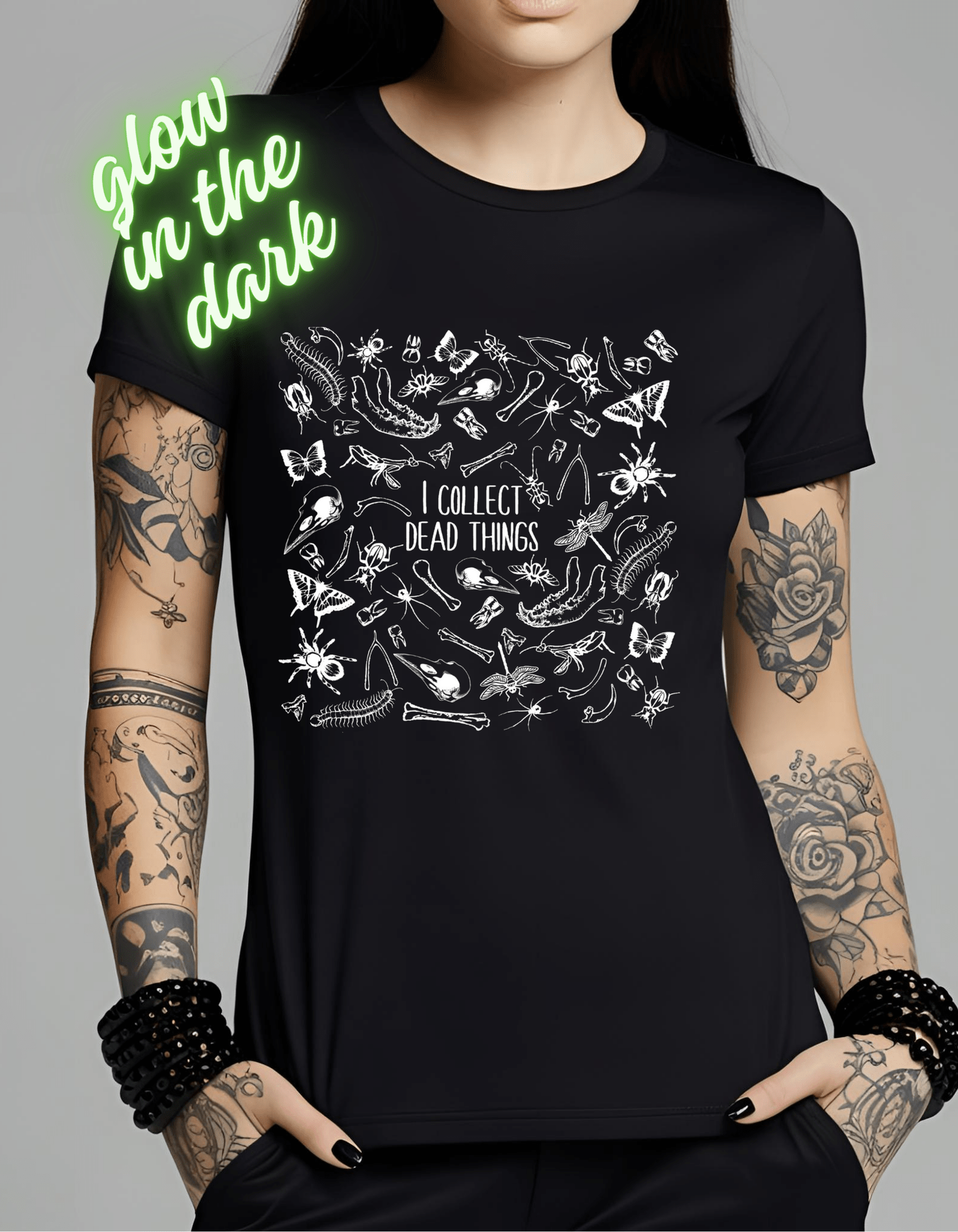 Dead Things Bug Lover Glow in the Dark Graphic Unisex T-Shirt Cotton Clothing - Gothic & Alternative Gift - Haunted