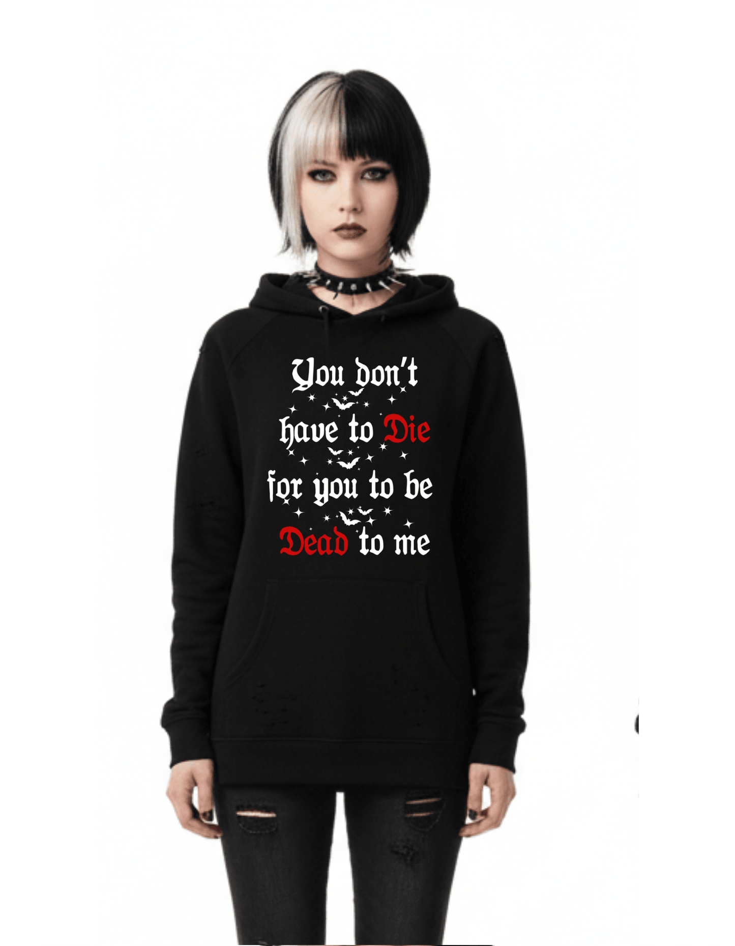 DEAD TO ME Custom Black Hoodie Sweatshirt Pullover Clothing - Gothic & Alternative Gift - Haunted