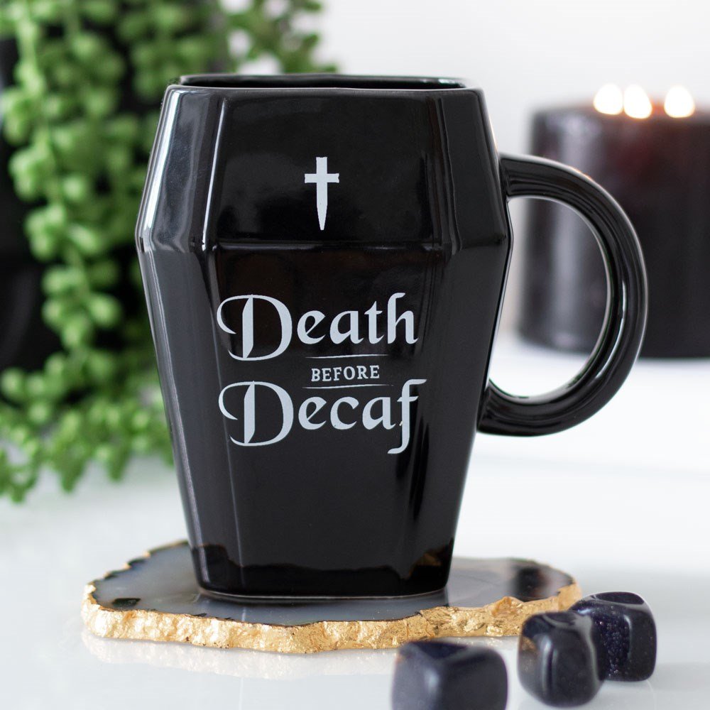 Death Before Decaf Coffin Mug Drinkware - Gothic & Alternative Gift - Haunted
