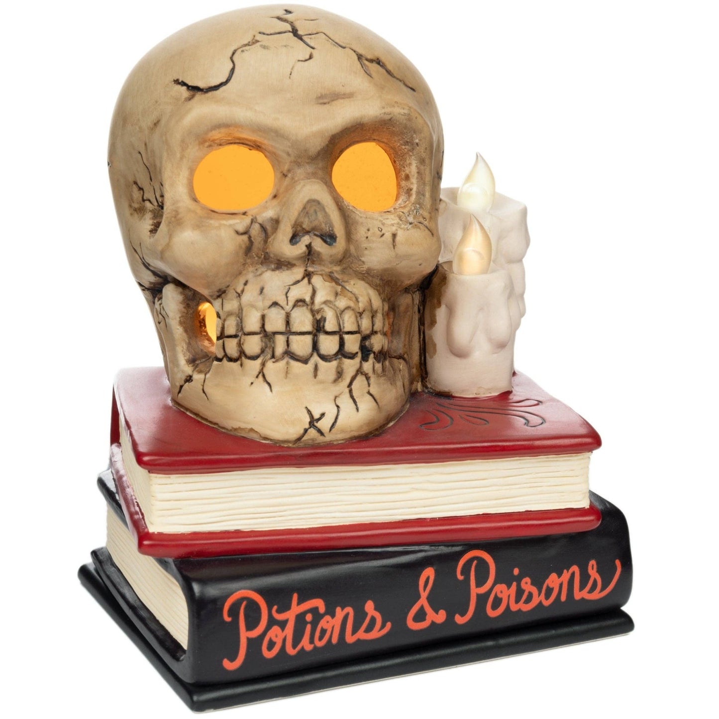 Deathly Library LIT Skull with Books Fragrance & Wax Electric Warmer Candle Holder - Gothic & Alternative Gift - Haunted