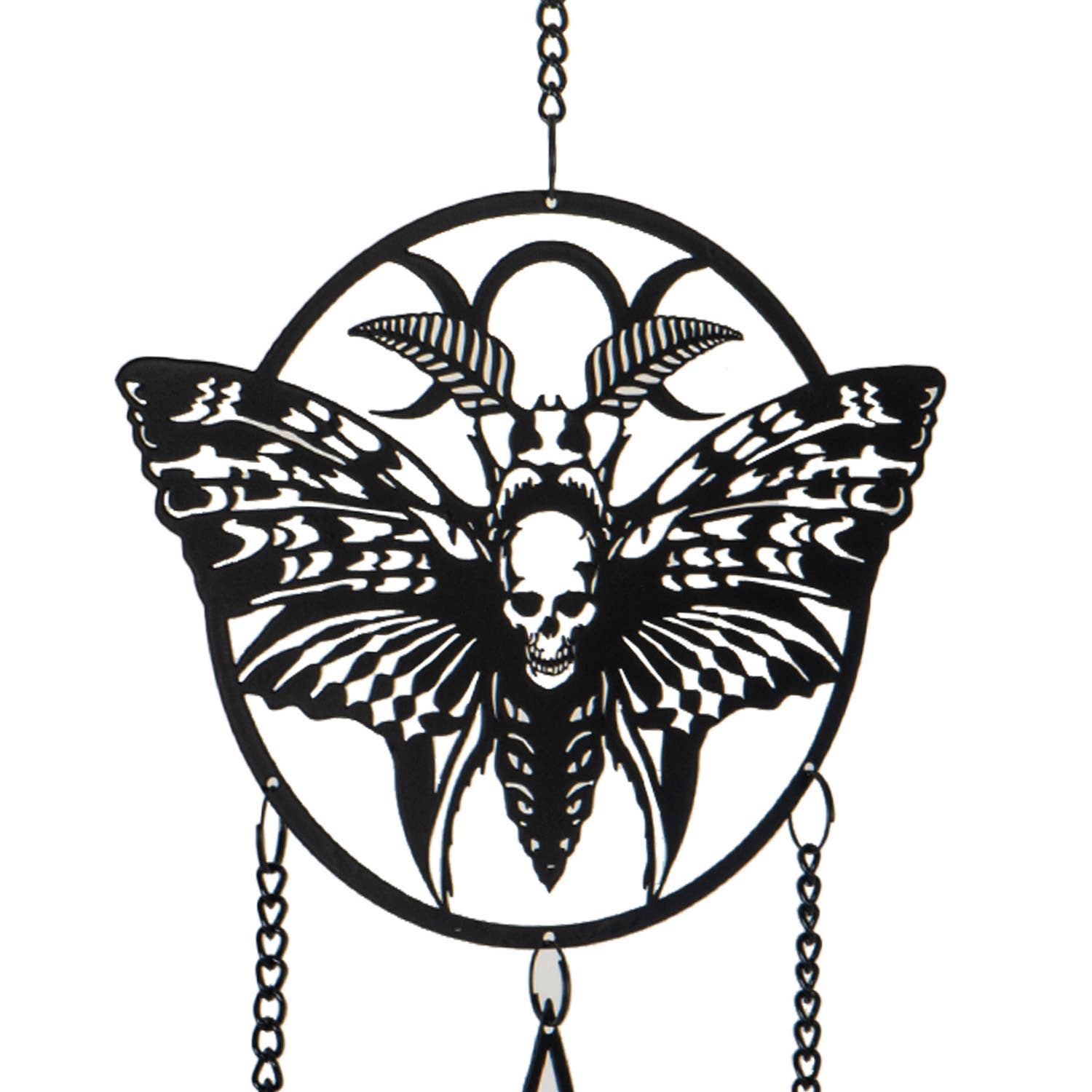 Death's Head Moth Metal Hanging Outdoor Decoration Luna Moth Wind Chime Sun Catcher Witch Supplies - Gothic & Alternative Gift - Haunted