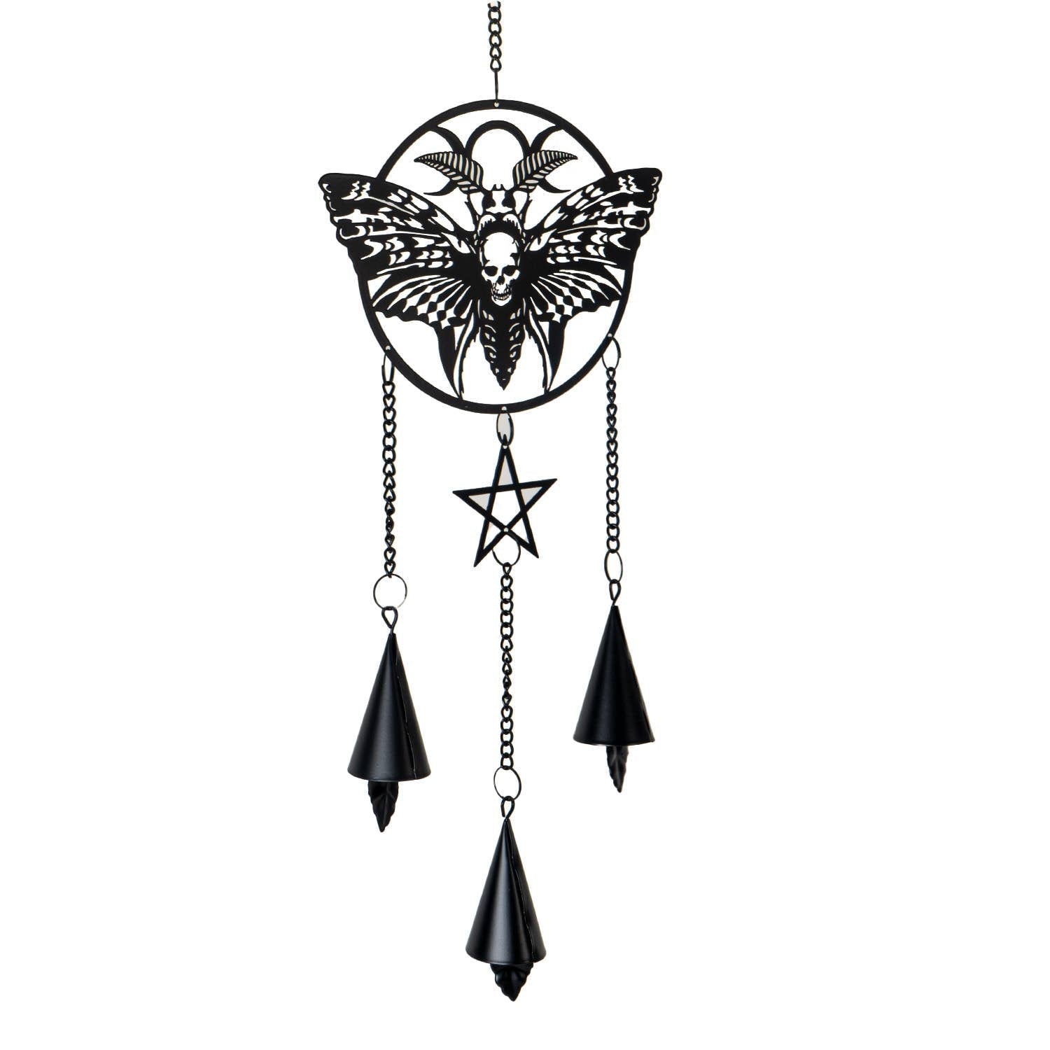 Death's Head Moth Metal Hanging Outdoor Decoration Luna Moth Wind Chime Sun Catcher Witch Supplies - Gothic & Alternative Gift - Haunted