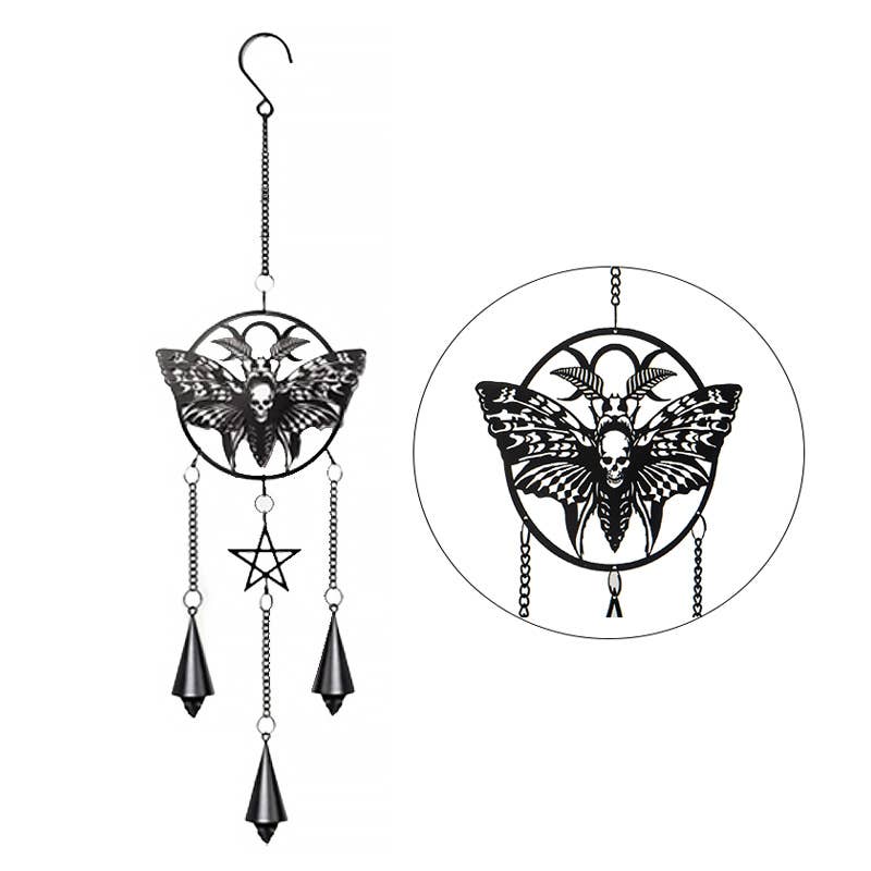 Death's Head Moth Metal Hanging Outdoor Decoration Luna Moth Wind Chime Sun Catcher Witch Supplies - Gothic & Alternative Gift - Haunted