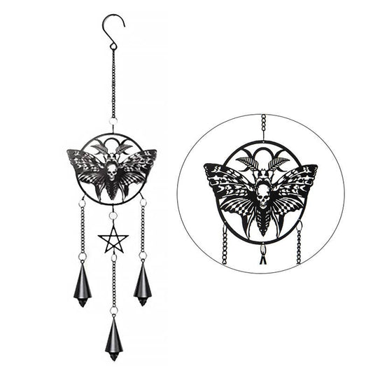Death's Head Moth Metal Hanging Outdoor Decoration Luna Moth Wind Chime Sun Catcher Witch Supplies - Gothic & Alternative Gift - Haunted