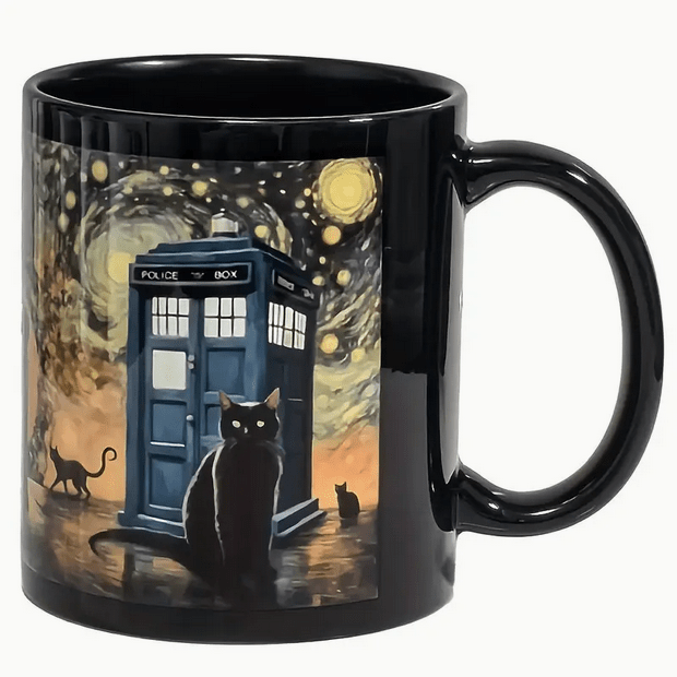 Doctor Who Black Cat Inspired Coffee Mug Drinkware - Gothic & Alternative Gift - Haunted