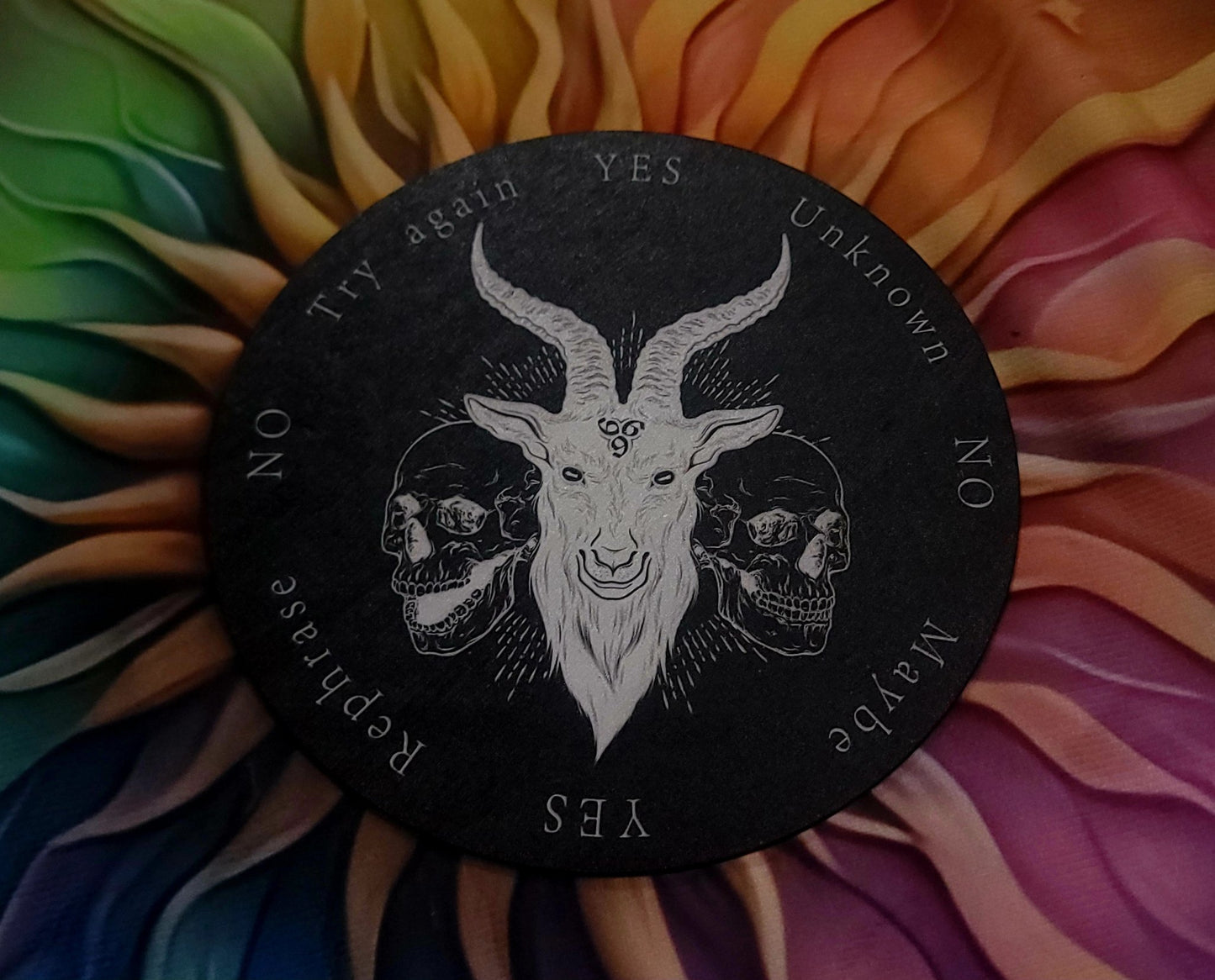 Double sided Circular Pendulum Board with gothic inspired designs Spiritual - Gothic & Alternative Gift - Haunted