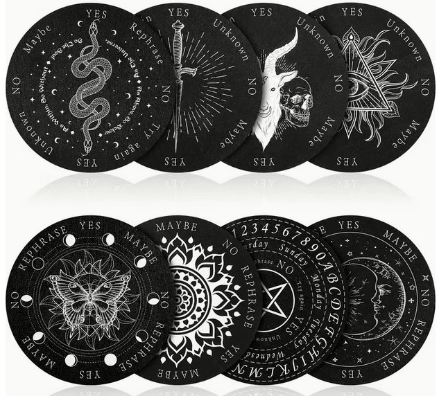 Double sided Circular Pendulum Board with gothic inspired designs Spiritual - Gothic & Alternative Gift - Haunted