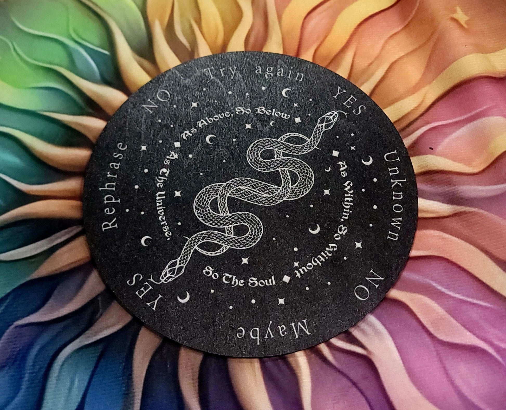 Double sided Circular Pendulum Board with gothic inspired designs Spiritual - Gothic & Alternative Gift - Haunted