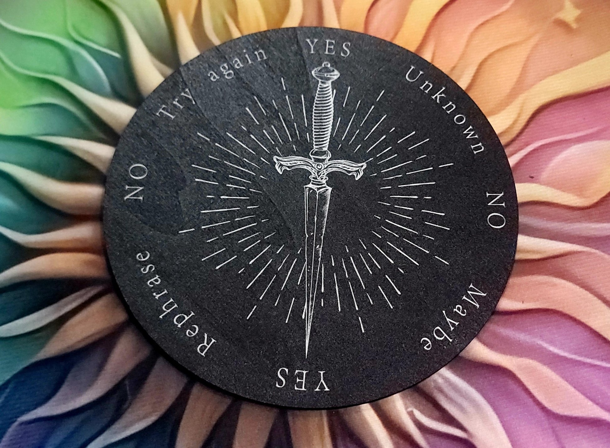 Double sided Circular Pendulum Board with gothic inspired designs Spiritual - Gothic & Alternative Gift - Haunted