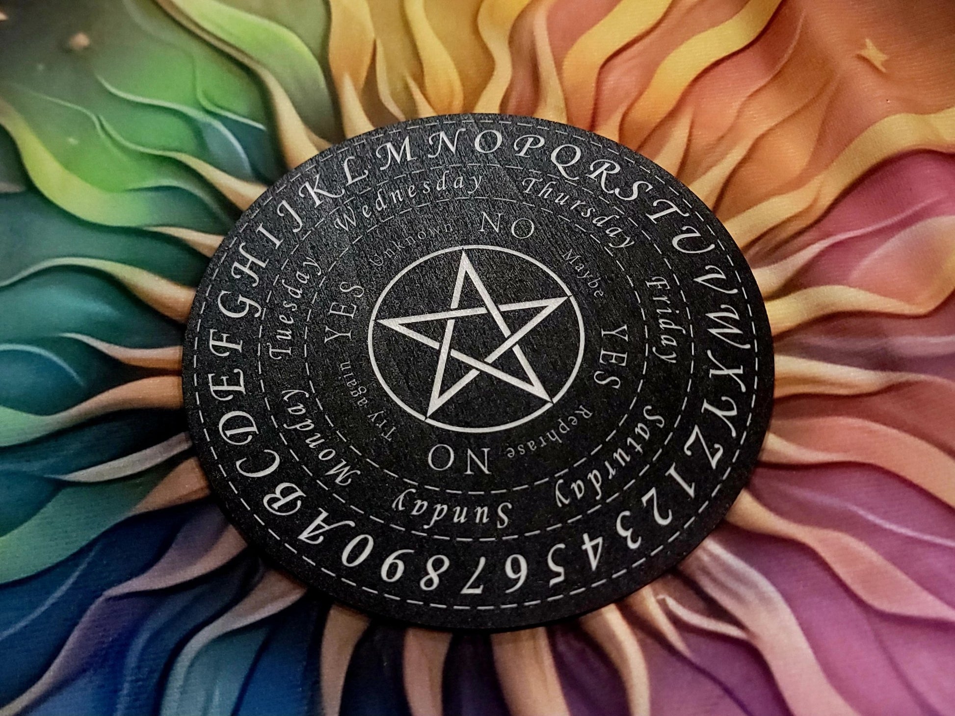 Double sided Circular Pendulum Board with gothic inspired designs Spiritual - Gothic & Alternative Gift - Haunted