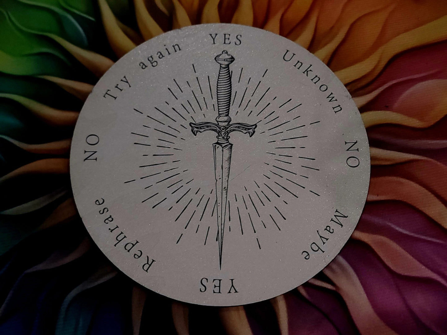 Double sided Circular Pendulum Board with gothic inspired designs Spiritual - Gothic & Alternative Gift - Haunted