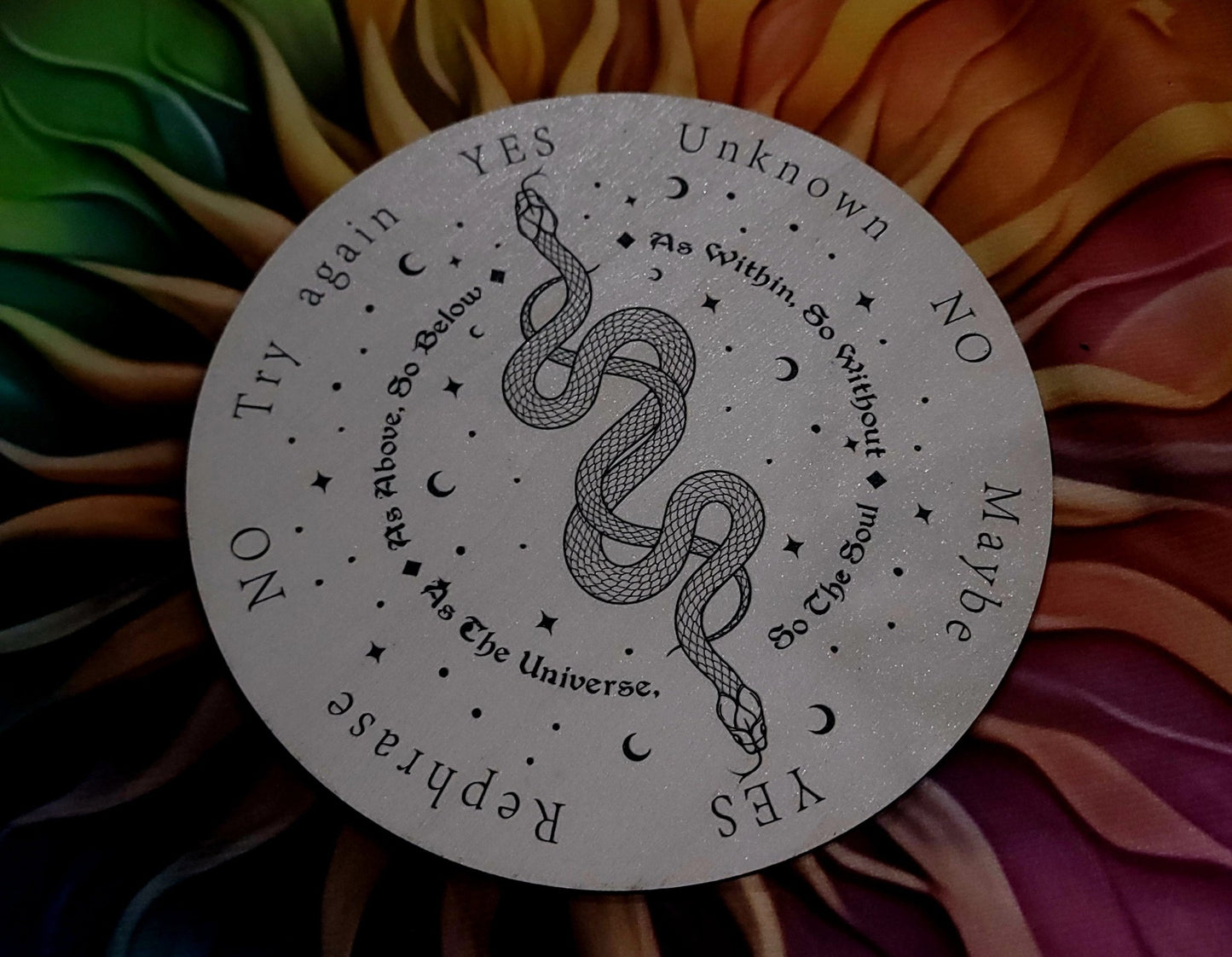 Double sided Circular Pendulum Board with gothic inspired designs Spiritual - Gothic & Alternative Gift - Haunted