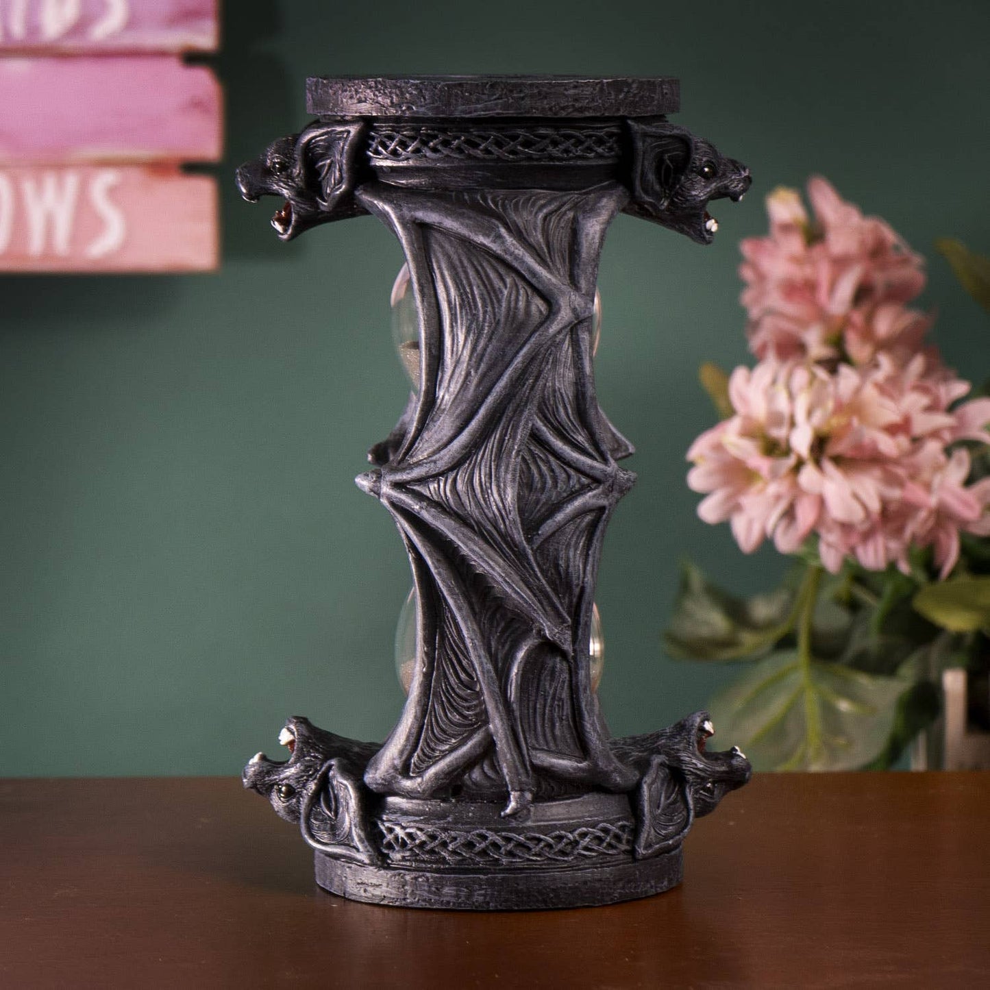 Vampire Bat Hour Glass Sand timer Decorative Tabletop Statue Figurine