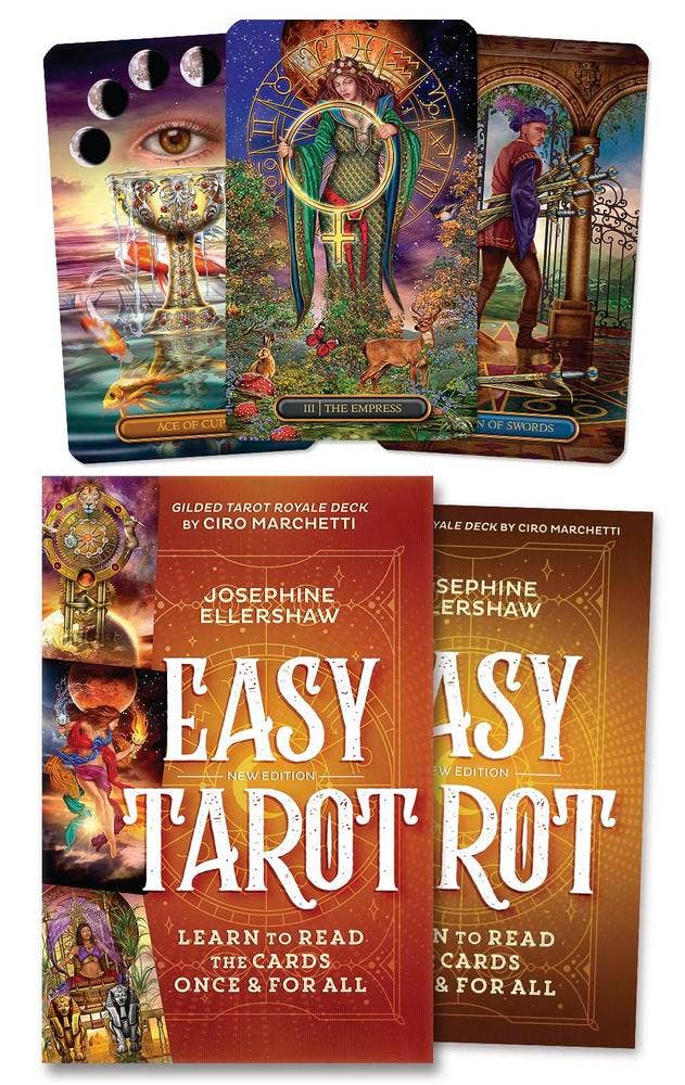 Easy Tarot Kit for Beginners – Gilded Tarot Royale & Handbook Tarot Decks - Gothic & Alternative Gift - Haunted