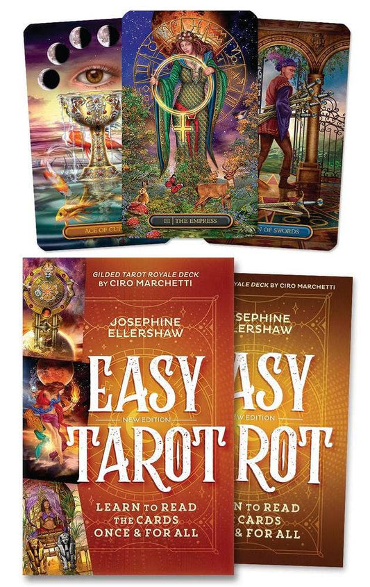 Easy Tarot Kit for Beginners – Gilded Tarot Royale & Handbook Tarot Decks - Gothic & Alternative Gift - Haunted