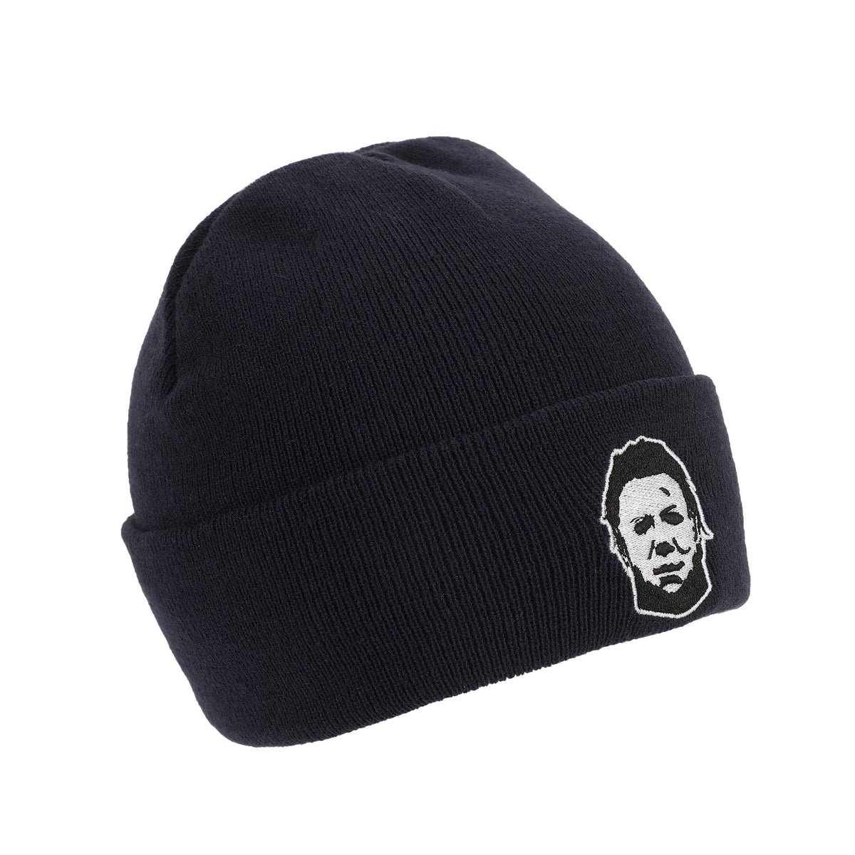 Halloween Michael Myers Navy Embroidered Cuffed Knit Beanie