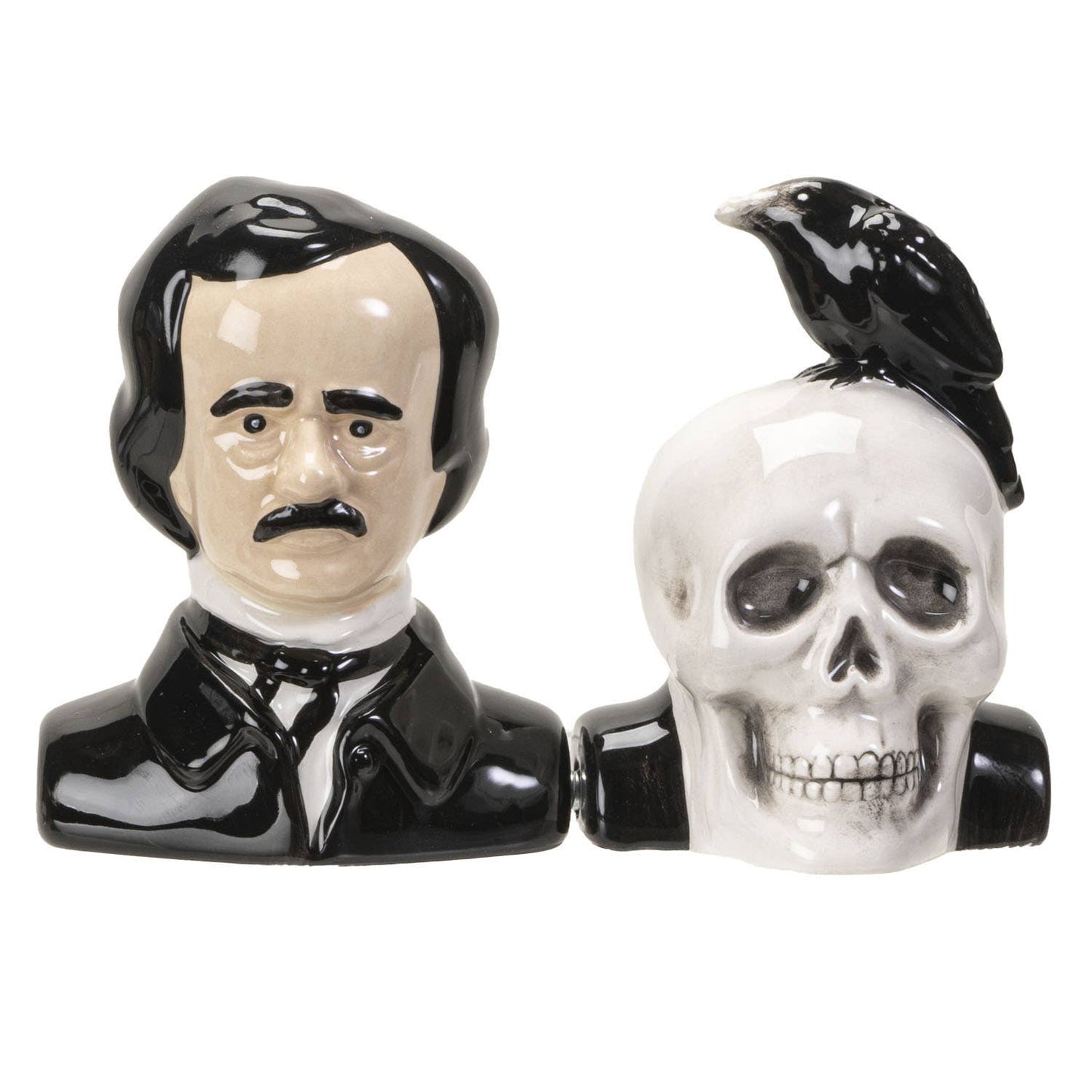 Edgar Allen Poe Ceramic Salt & Pepper Shaker Set Kitchenware - Gothic & Alternative Gift - Haunted