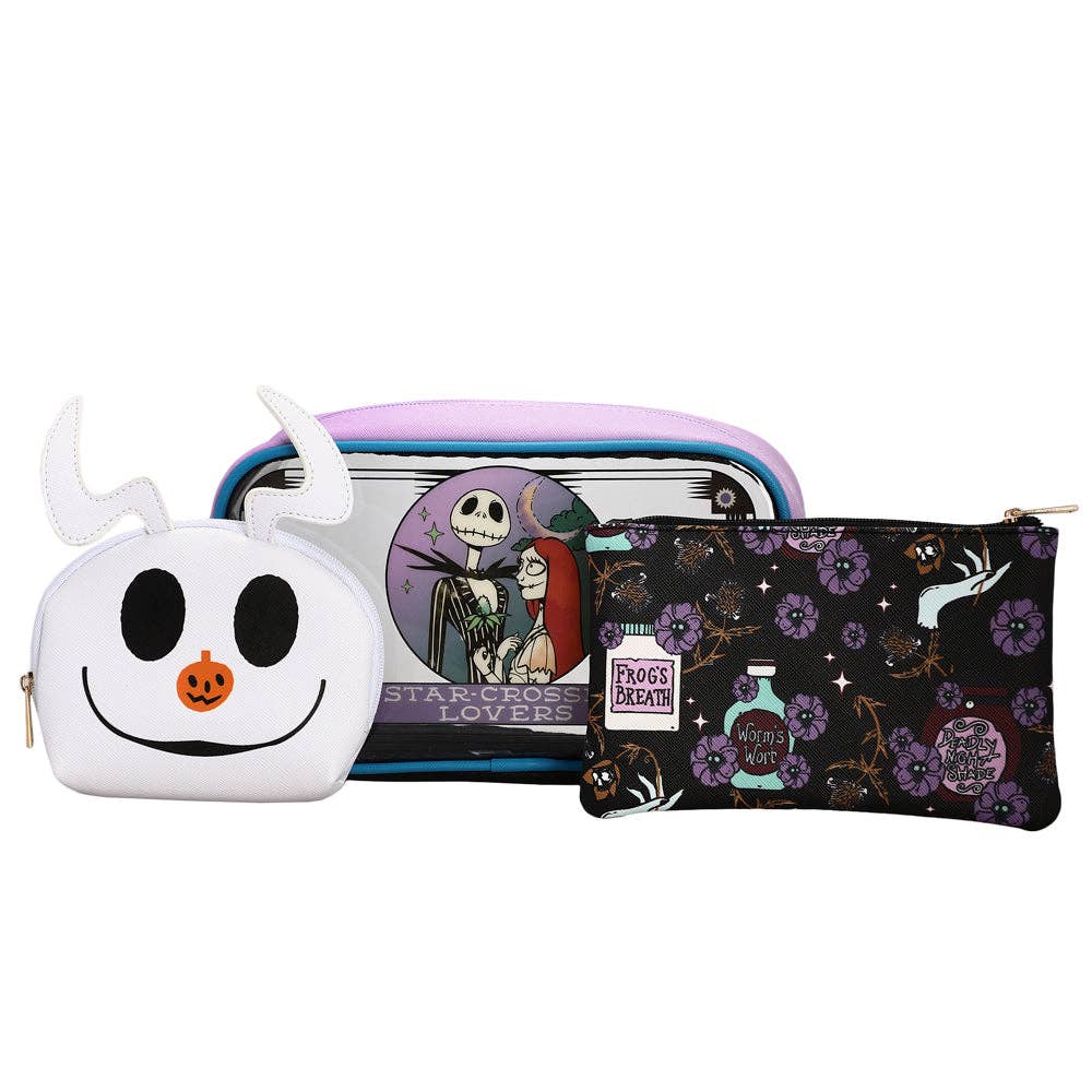 Disney Nightmare Before Christmas 3-Piece Makeup & Toiletry Bag Set
