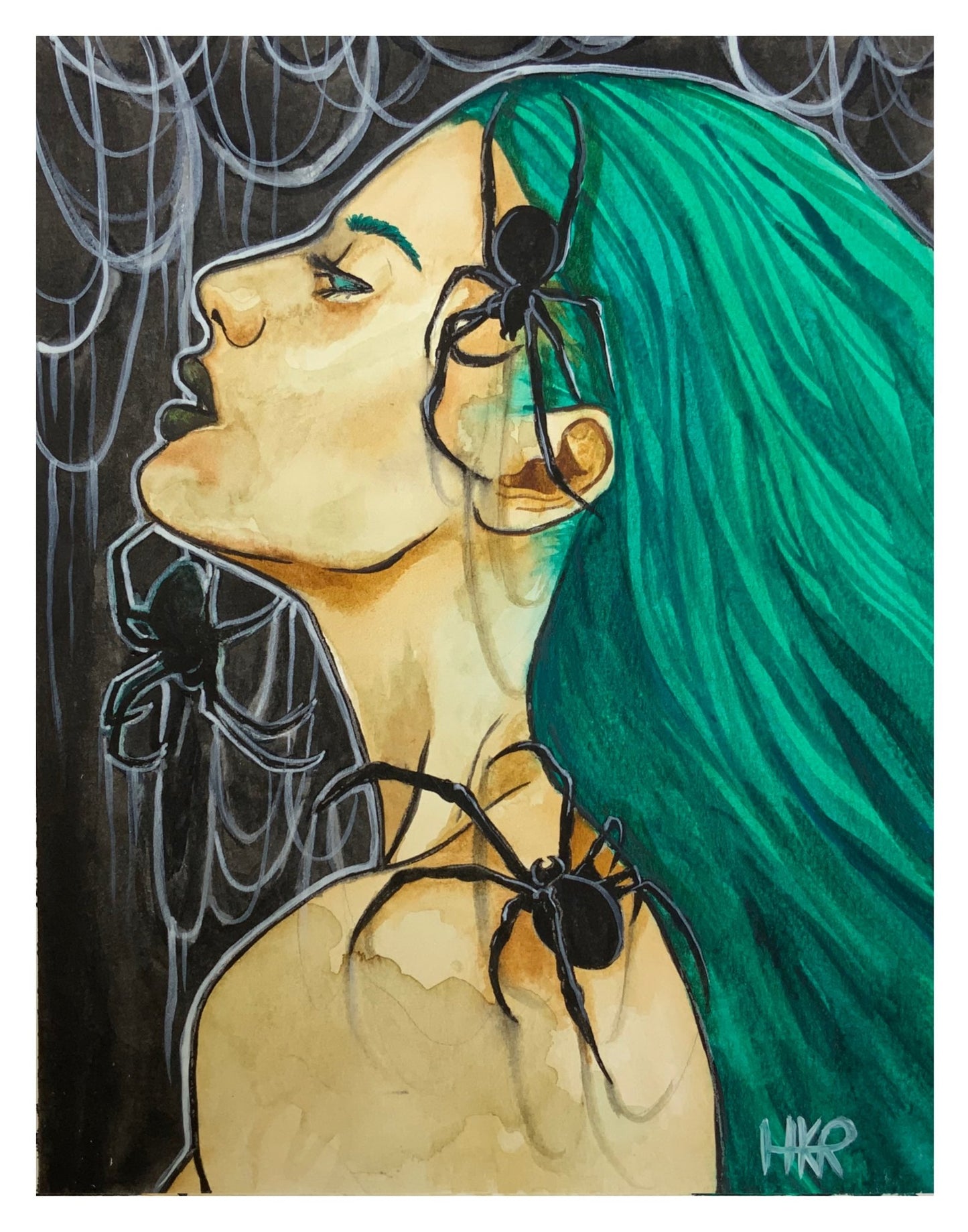 Emerald Enchantress original artist print by HKR Original Artwork - Gothic & Alternative Gift - Haunted